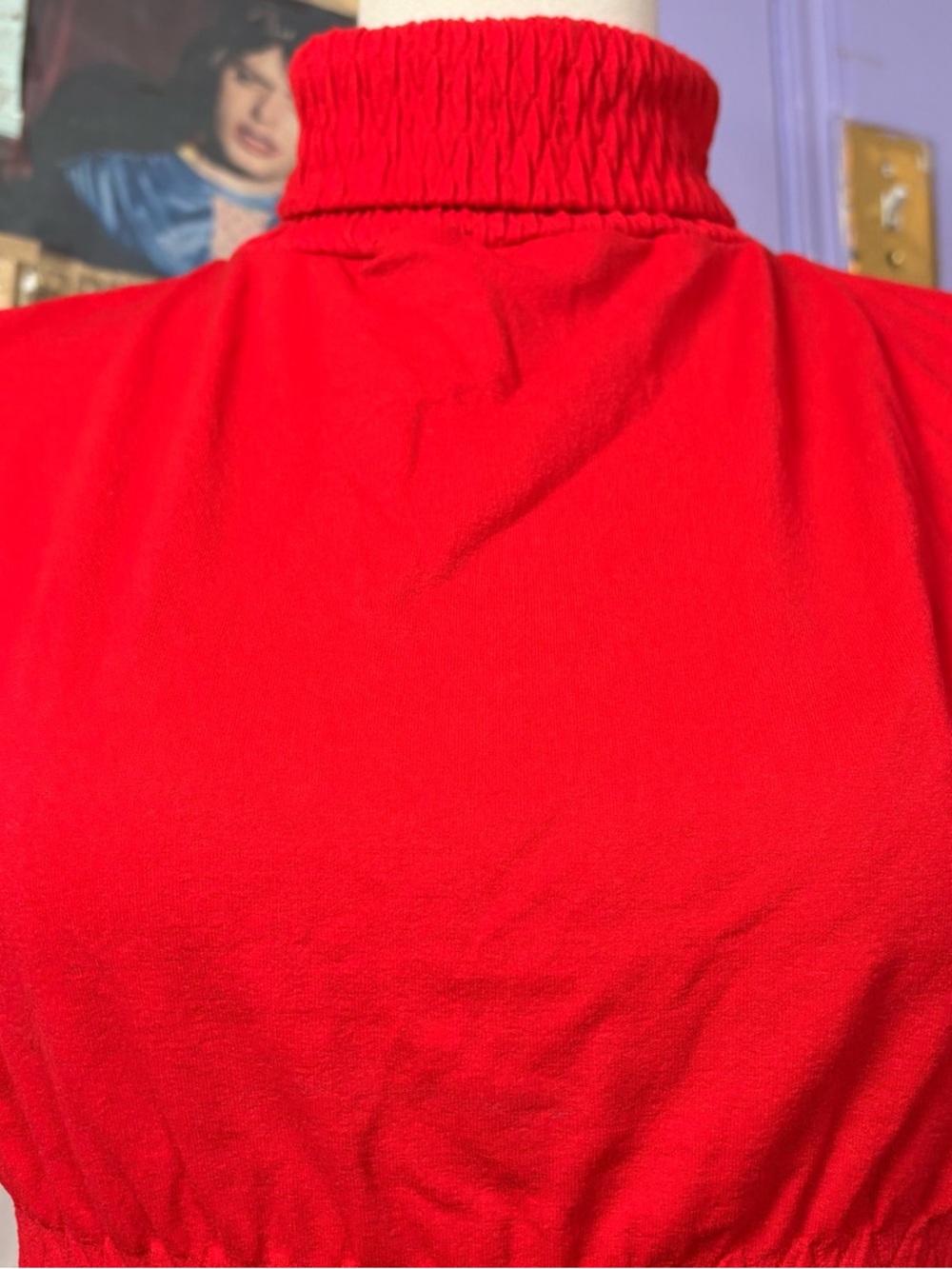 Vintage Red Mock Neck Ruched Top - Picture 2 of 5